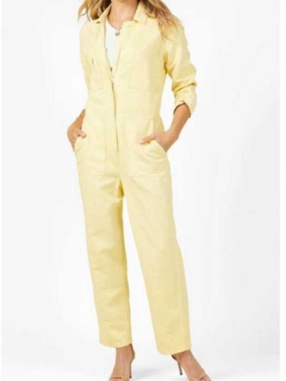 Outerknown Station Utility Jumpsuit Butter Yellow Size L